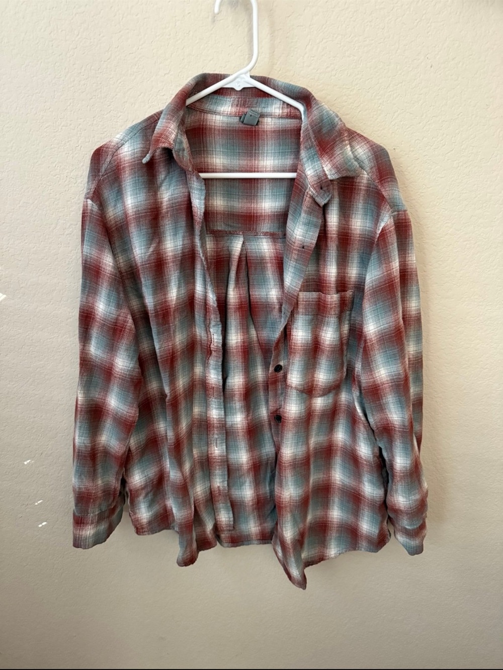 wild fable Red and Teal Plaid Button-Down Shirt
